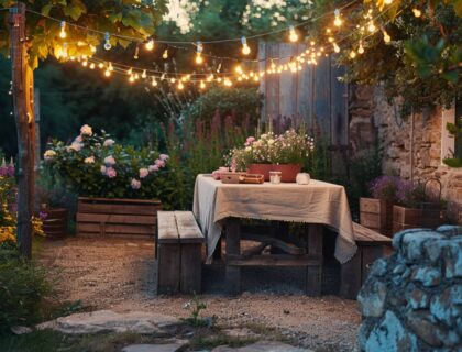 Jak urządzić mały ogród w stylu rustykalnym z odpowiednim oświetleniem