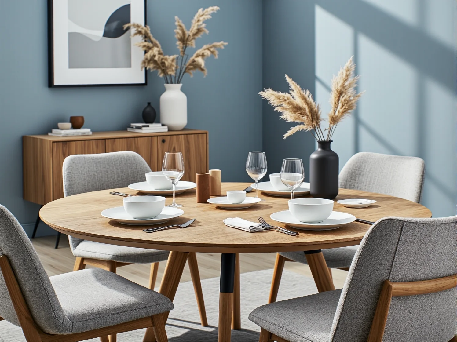 Duży stół rozkładany w nowoczesnym salonie - inspiracje 2025