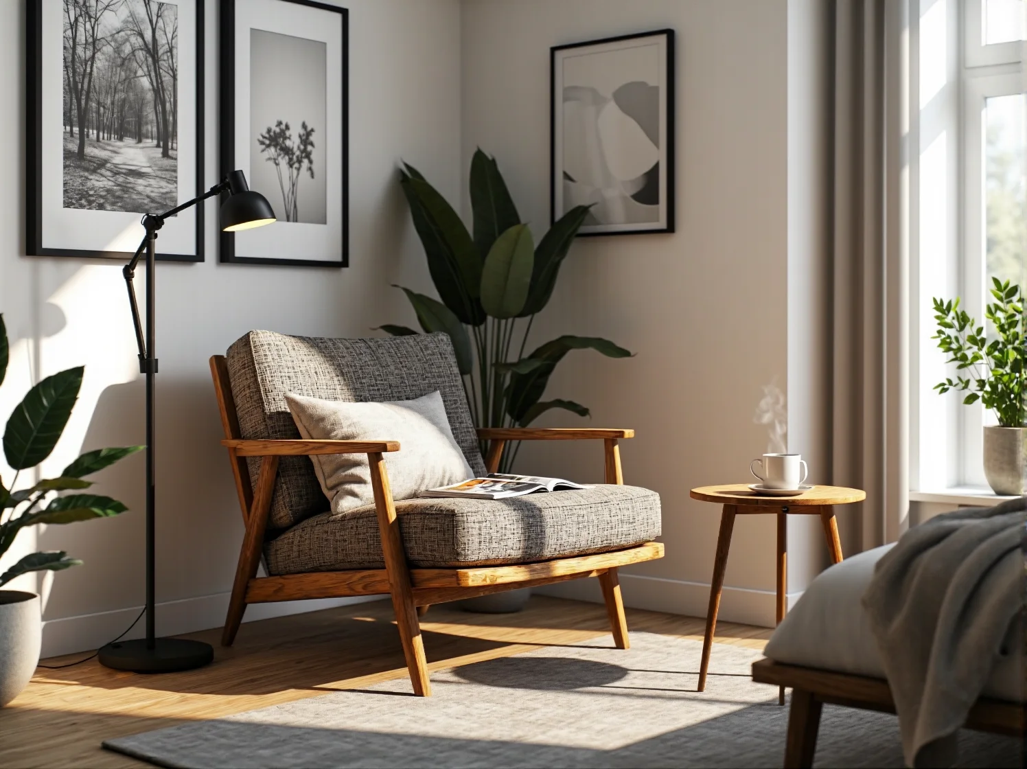 Nowoczesna lampa sufitowa jako główne oświetlenie sypialni nad łóżkiem