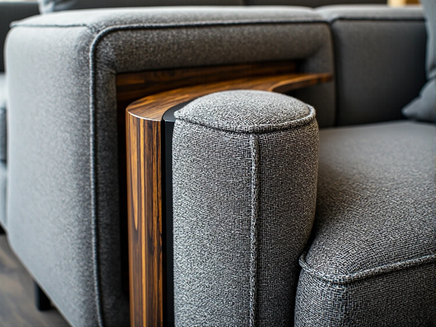 Minimalistyczna drewniana komoda z dekoracjami w stylu vintage.