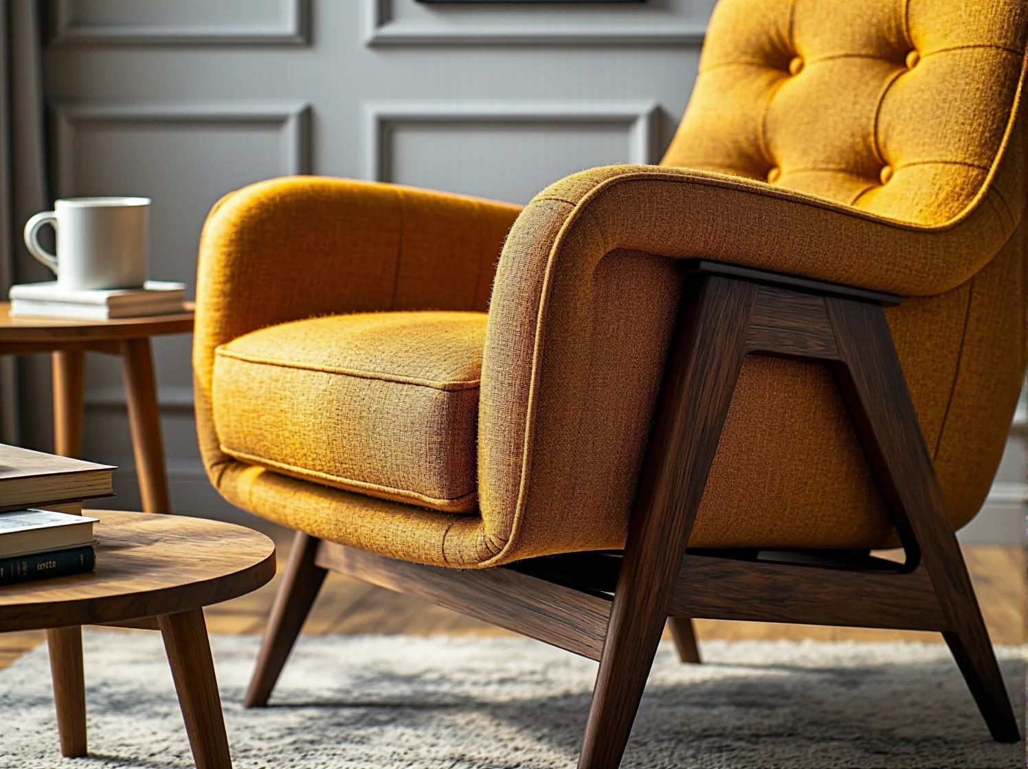 Kultowy fotel 366 w aranżacji kawiarnianej. Wygodne i stylowe miejsce dla gości.