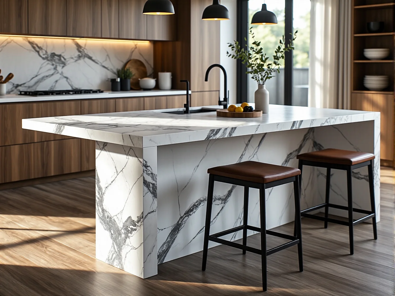 Marmurowa konsola dodająca wnętrzu ponadczasowego luksusu.