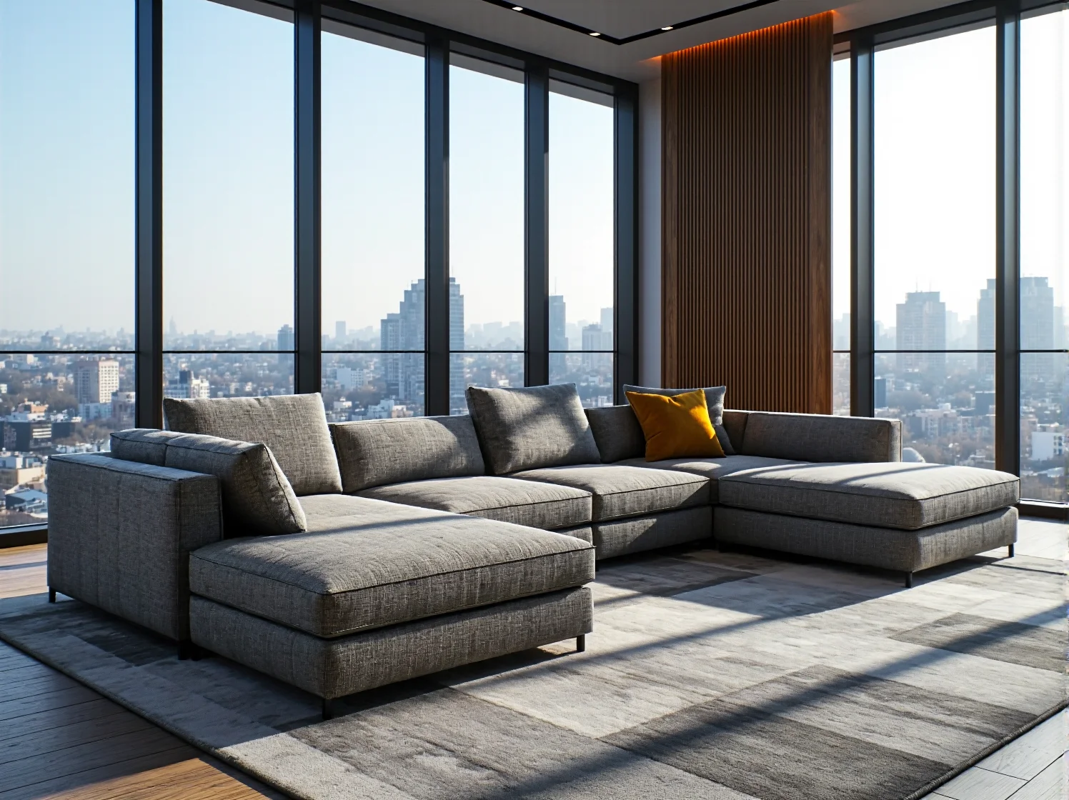 Aranżacja wnętrza z ekskluzywną sofą w stylu glamour