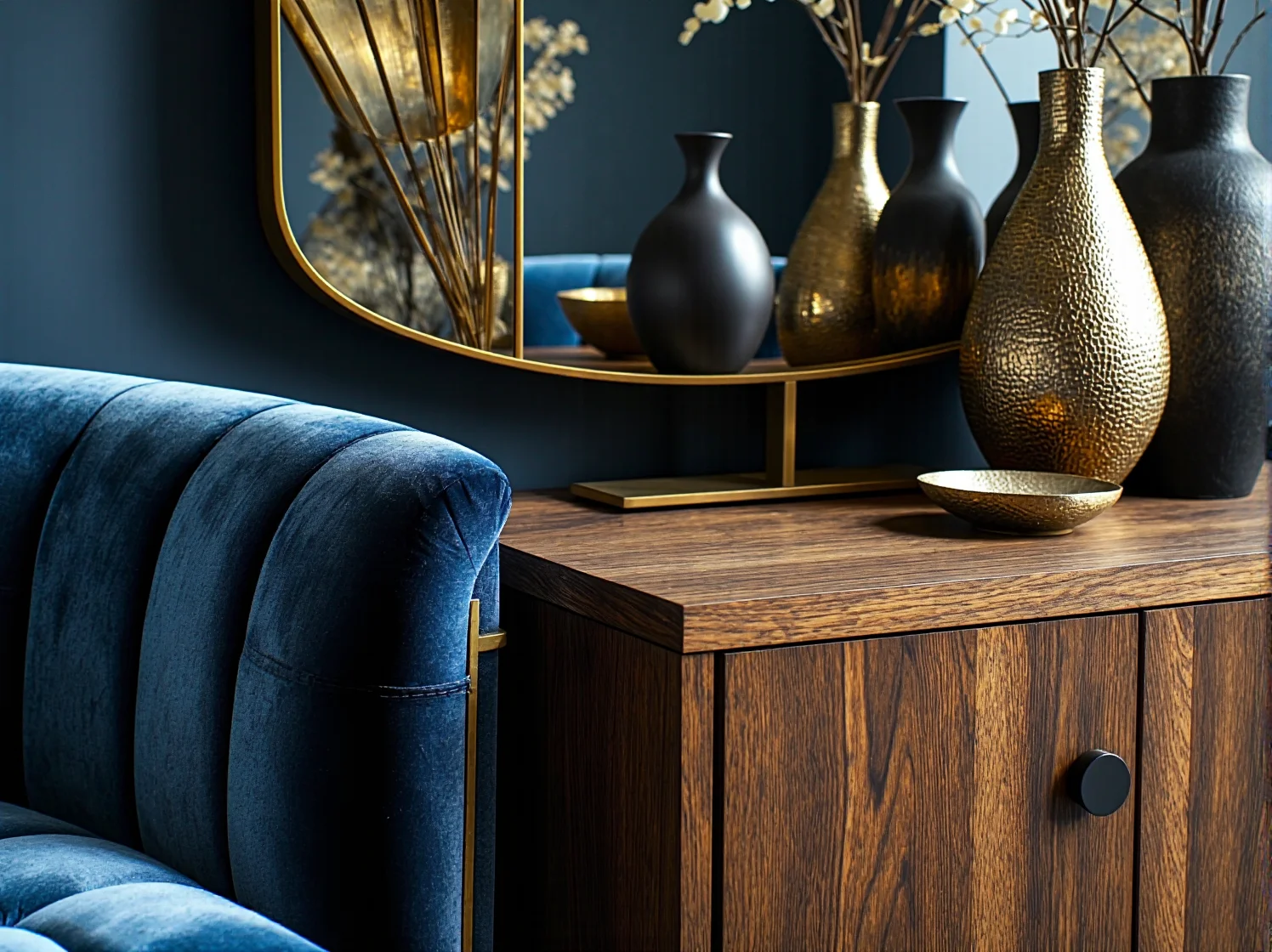 Luksusowe oświetlenie kryształowe w salonie z nowoczesnymi meblami tapicerowanymi.