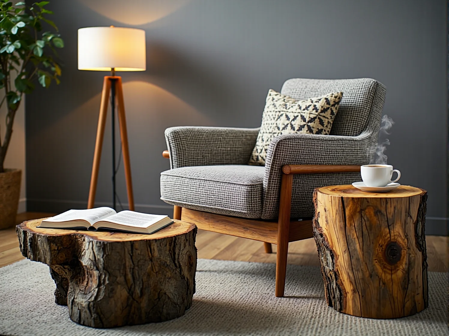 Meble DIY w minimalistycznym stylu Japandi z jasnego drewna.