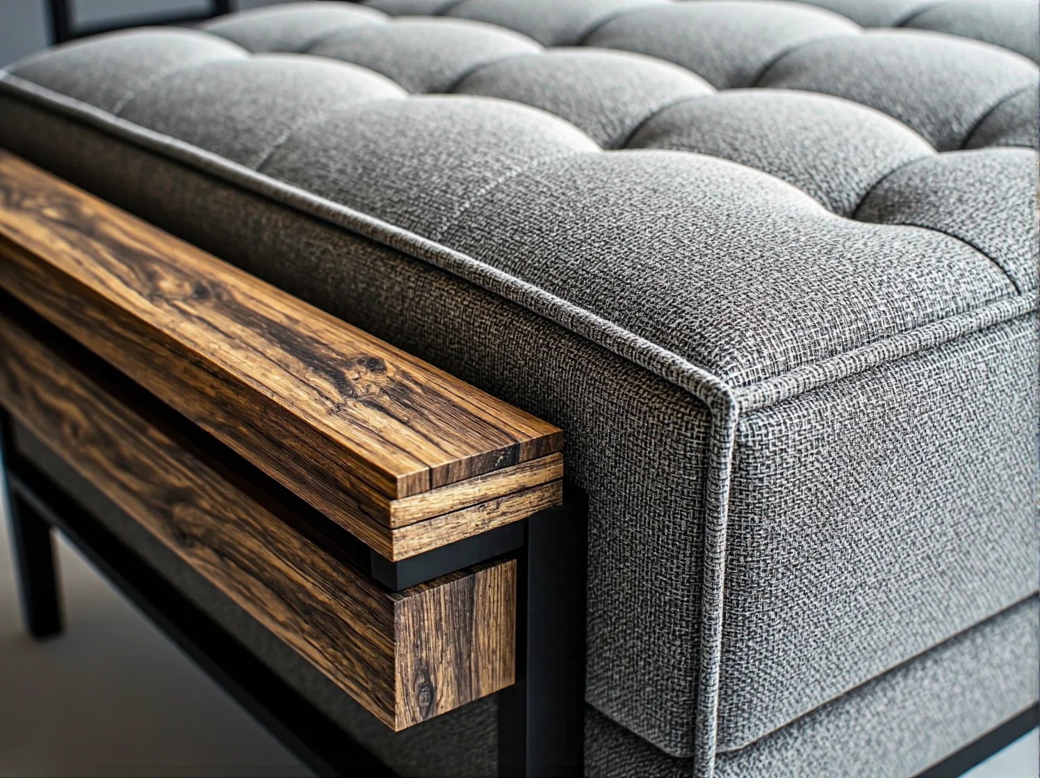 Niski regał modułowy z drewna dębowego idealny pod skosy w małych przestrzeniach.