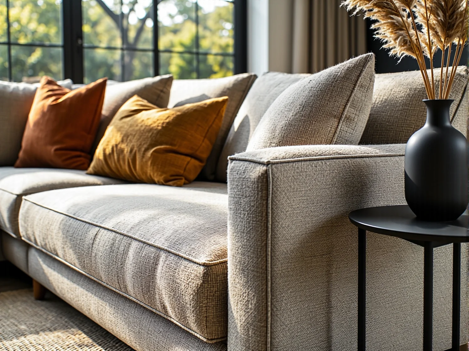 Elegancki narożnik modułowy idealnie dopasowany do jasnego i dużego wnętrza.