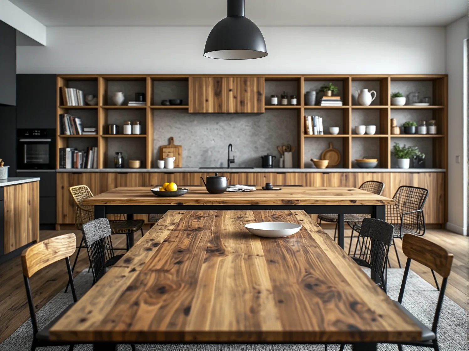 Nowoczesny stół z ukrytym schowkiem w blacie, rozwiązanie dla małych przestrzeni.