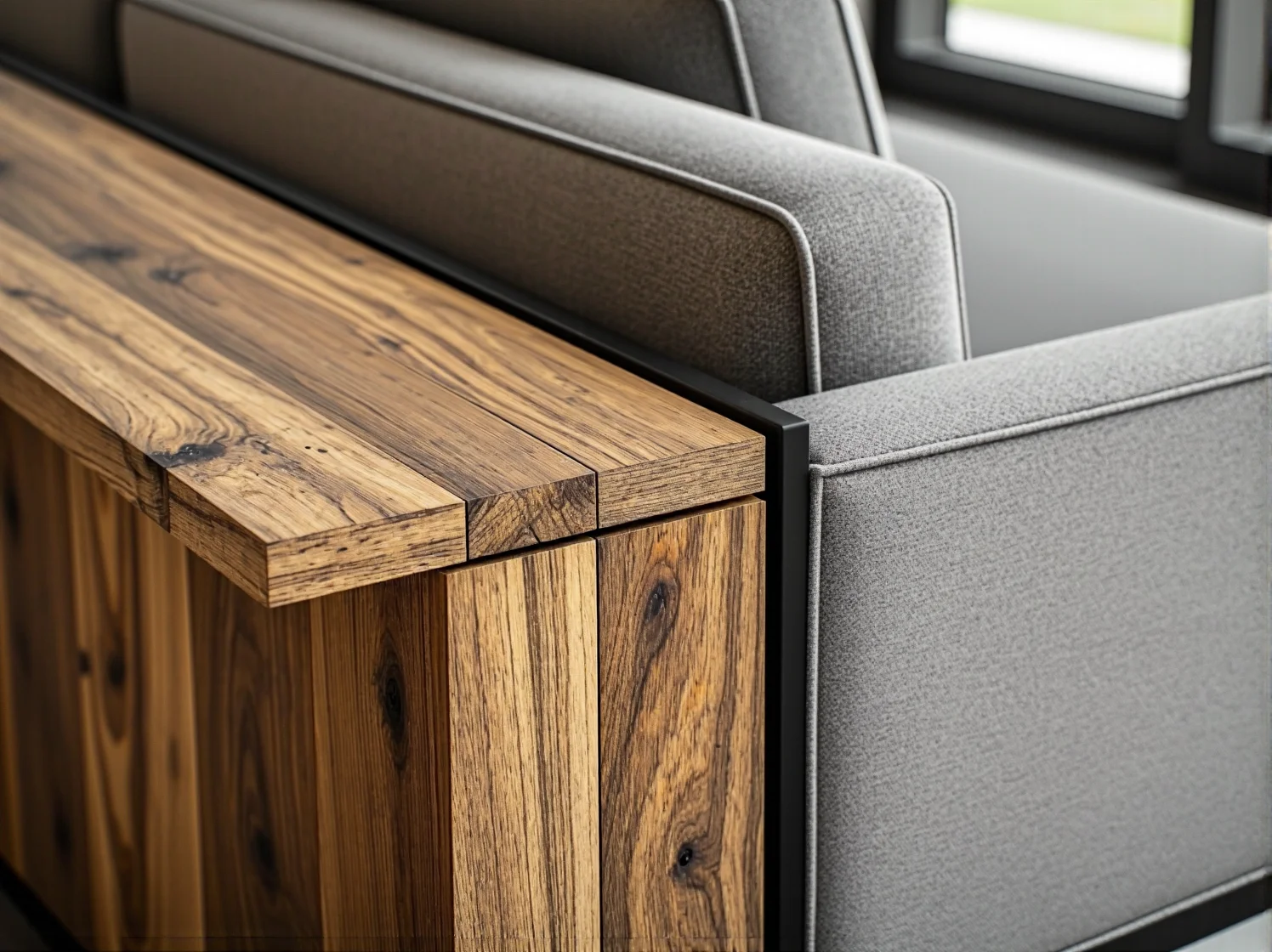 Wielofunkcyjny regał modułowy dzielący strefę snu i dzienną w nowoczesnej kawalerce.