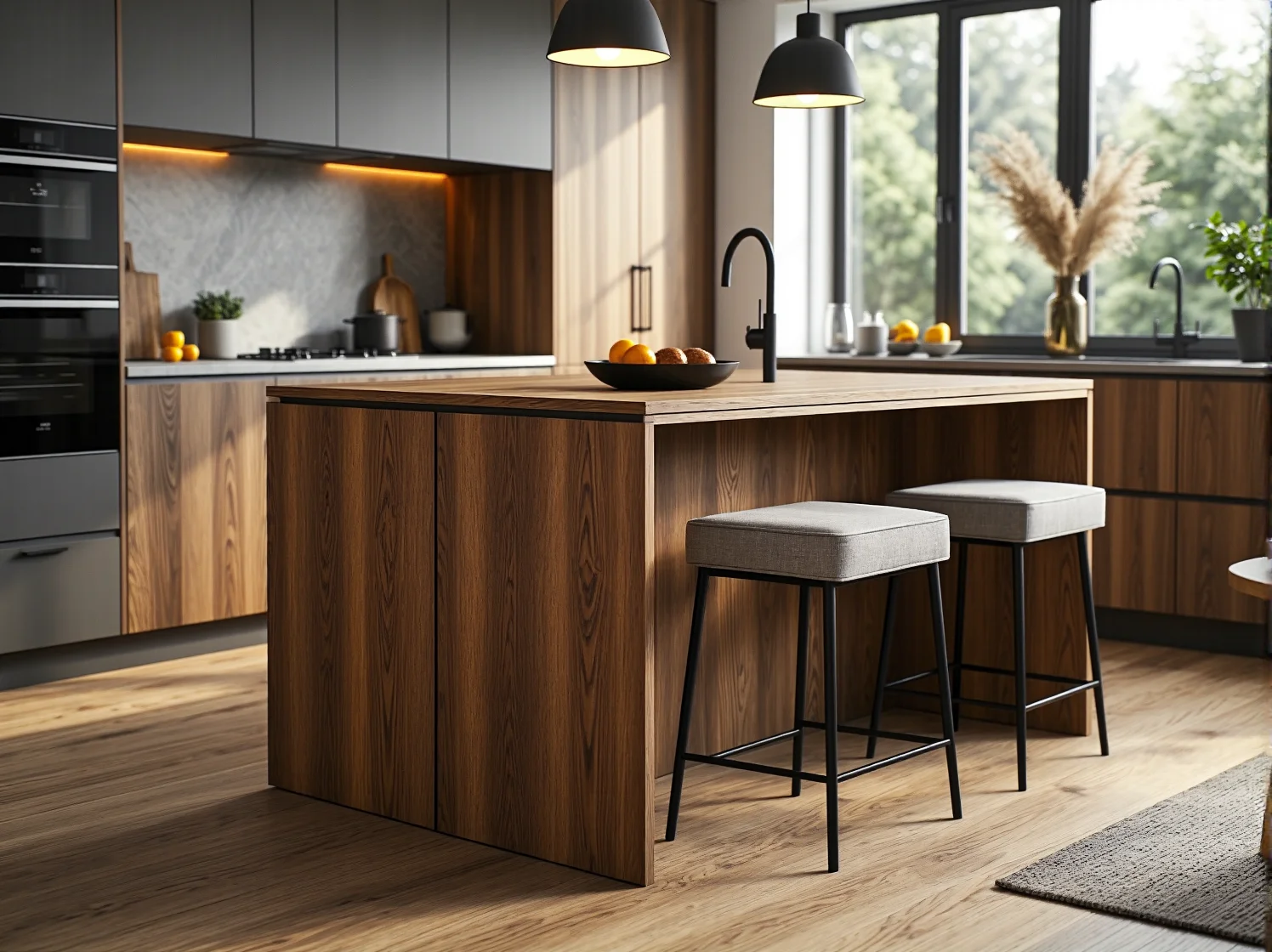 Funkcjonalny składany stół i krzesła w wąskiej kuchni, oszczędzające cenne miejsce na co dzień.