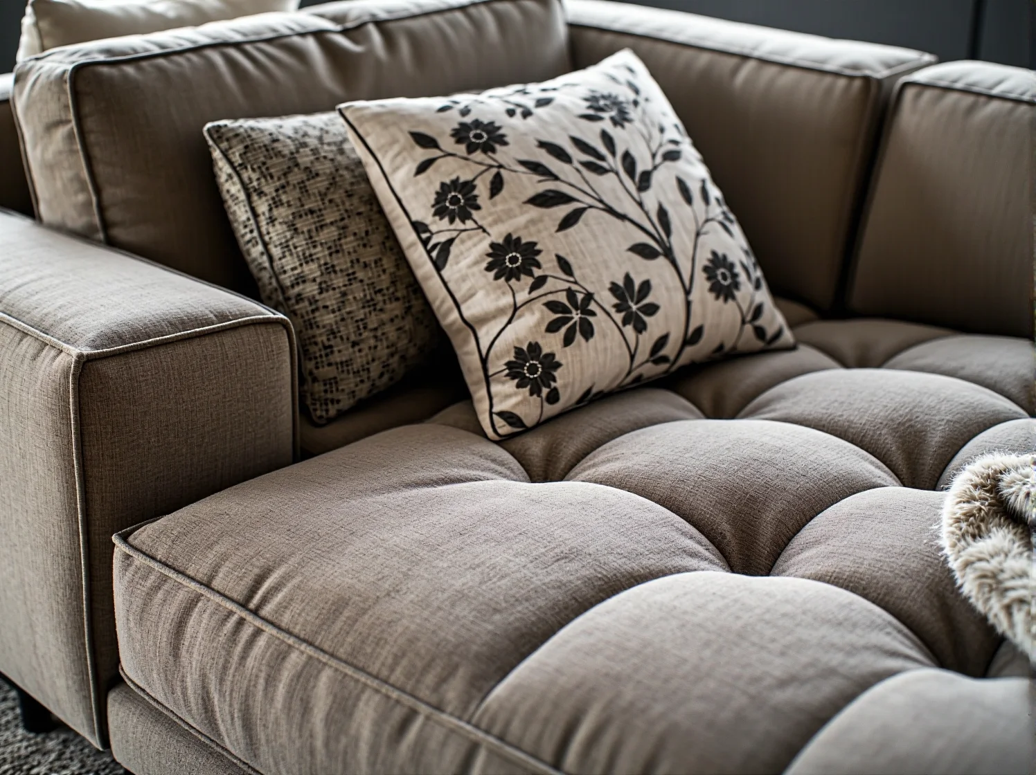 Welurowa kanapa modułowa z pikowaniem idealna do salonu