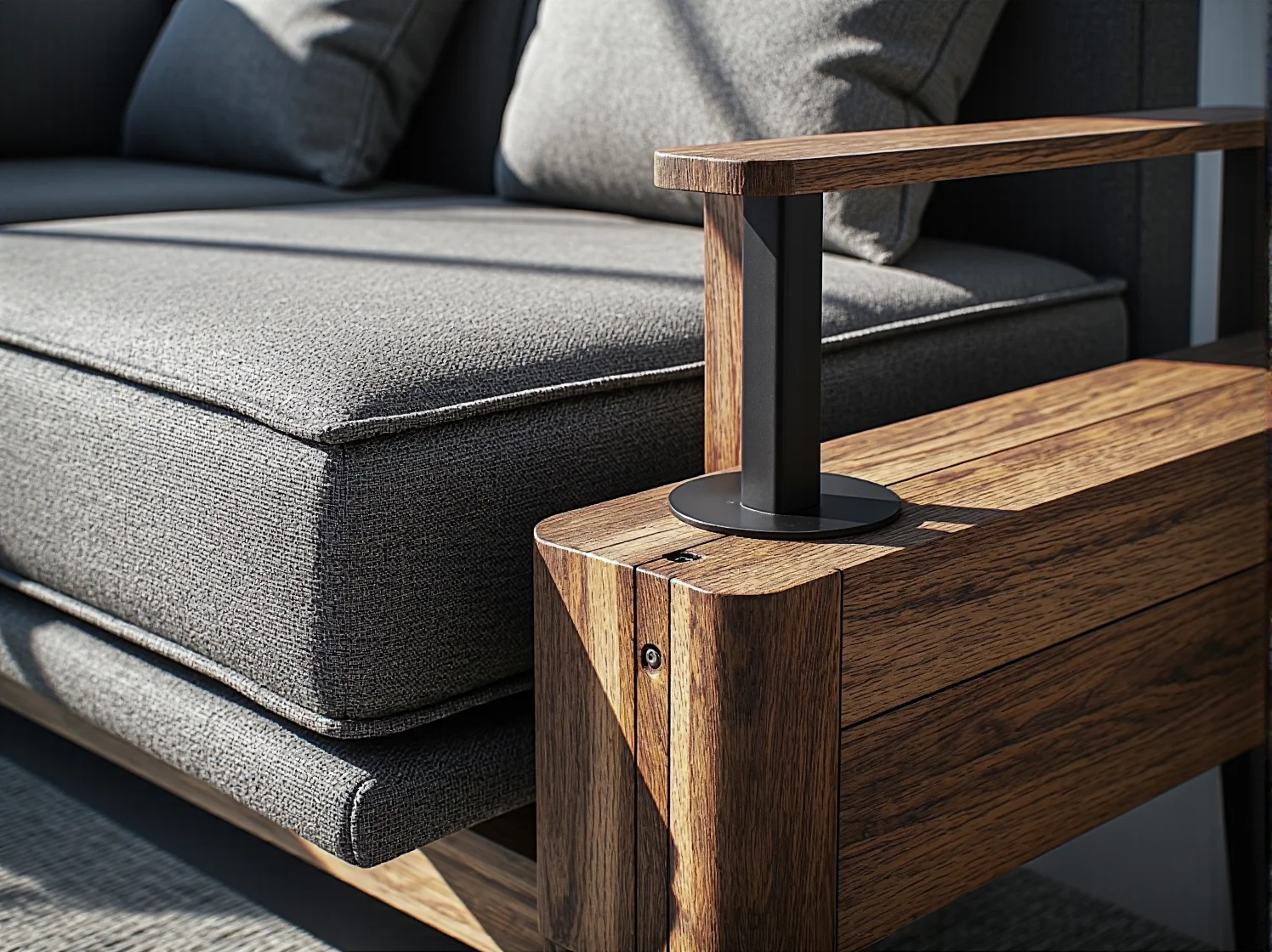 Żeliwne oprawy lamp solarnych w przestrzeni o stylu klasycznym.